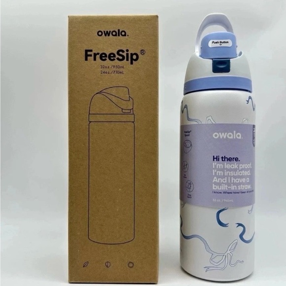 owala Other - Owala water bottle tied and true blue bows 32 oz freesip uo exclusive